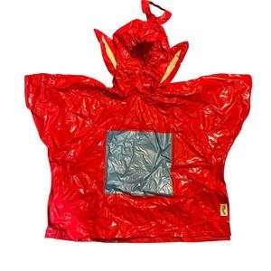 Vintage 1999 Teletubbies Po Red Rain Poncho Kids Size 2-4 Years PVC with Pouch